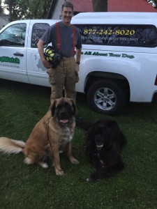 Pete Harvey with his dogs Nora and Sophie