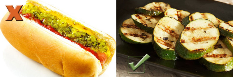 Hot Dog and Grilled Zucchini