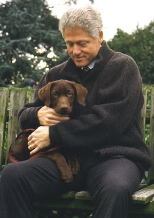 bill Clinton and dog buddy